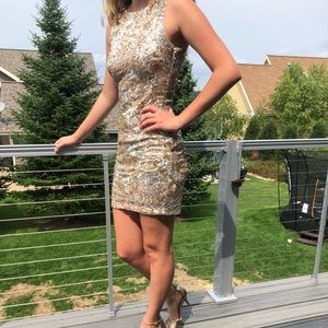 Gold Sequin Bebe Dress